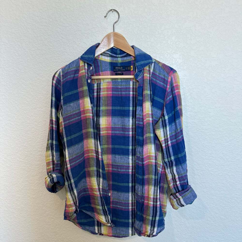 Polo Ralph Lauren Classic Fit Plaid Linen Button-Up Shirt